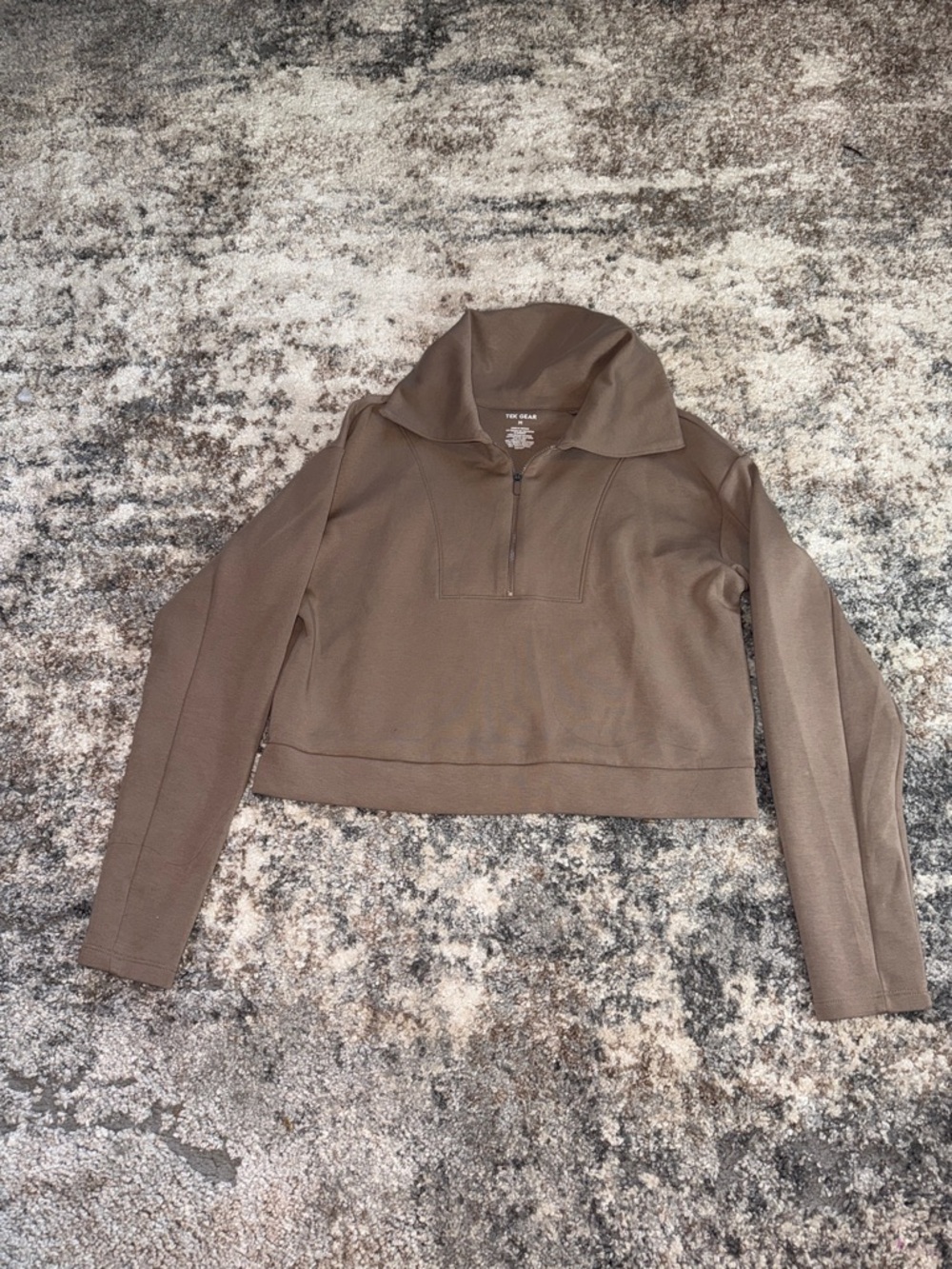 tek gear Brown Quarter-Zip Cropped Pullover Hoodie
